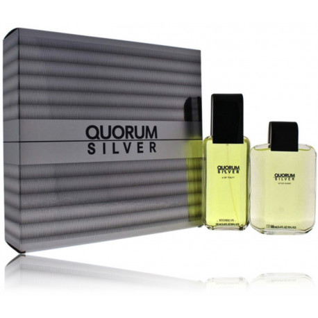 Antonio Puig Quorum Silver komplekts vīriešiem (100 ml. EDT + 100 ml. balzams pēc skūšanās)