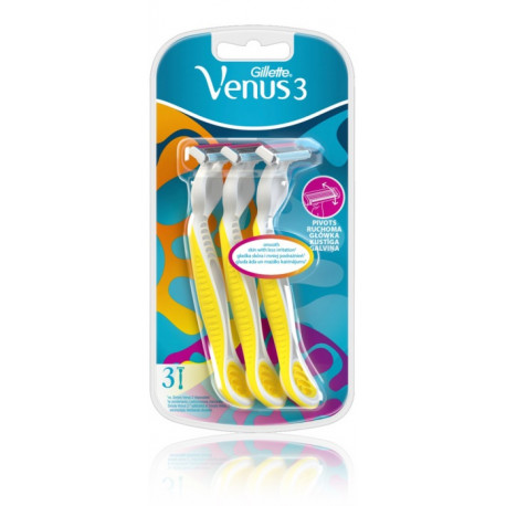 Gillette Simply Venus 3 Plus Yellow vienreizējie skuvekļi