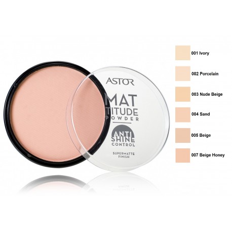 ASTOR Mattitude Anti Shine matējošs kompaktais pūderis 14 g.