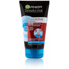 Garnier Pure Active 3in1 Black sejas tīrīšanas līdzeklis ādai ar melniem punktiem  150 ml.