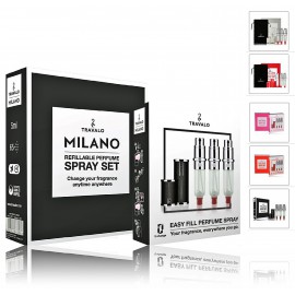 TRAVALO Milano Red atkārtoti uzpildāmu smaržu flakonu komplekts (3x 5 ml. + maisiņš)