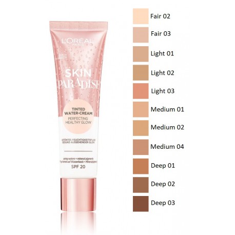 L'oreal Skin Paradise Tinted Water Cream SPF 20 sejas krēms ar toni 30 ml.